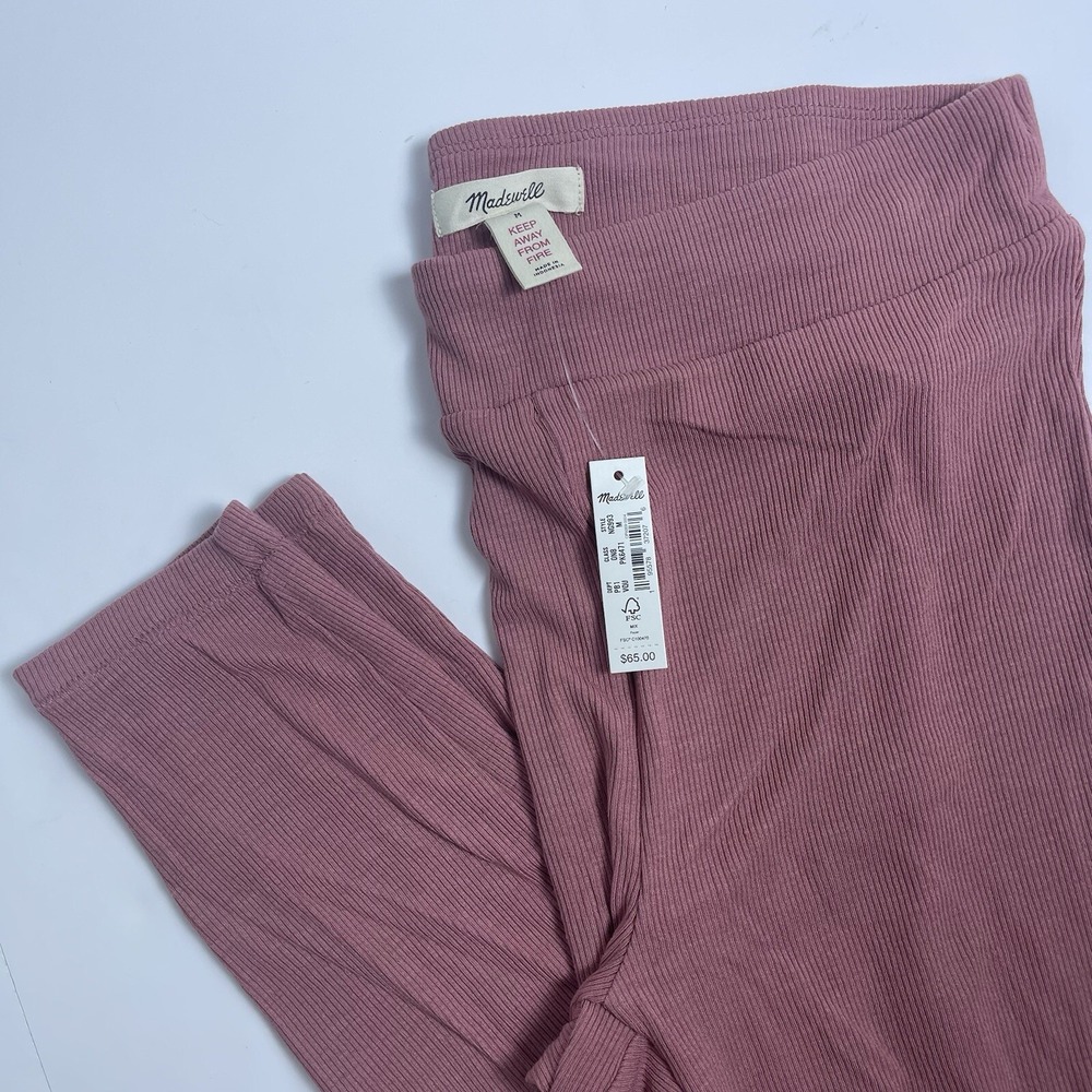 Madewell Womens Medium Mauve Ribbed High Rise Leggings New